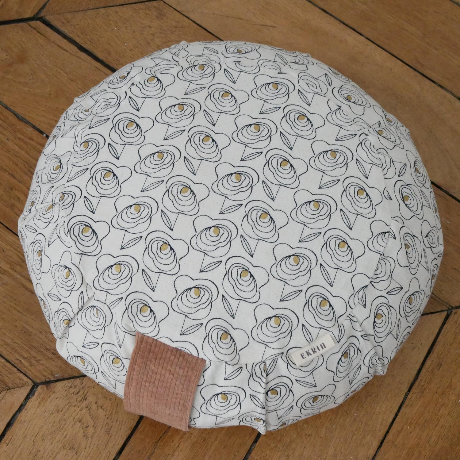 Coussin de méditation et yoga aux motifs bucoliques avec housse extérieure oeko-tex
