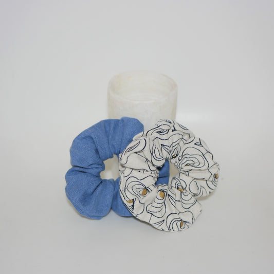 Chouchous assortis bucolique et denim Ekrin pour cheveux avec tissus oeko-tex