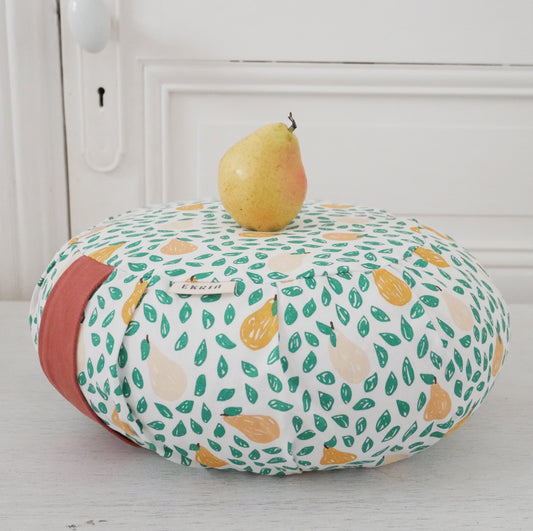 Mini zafu de yoga et méditation enfant motifs poires avec housse extérieure oeko-tex