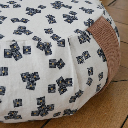 Zafu coussin de méditation avec poignée en velours marron oeko-tex