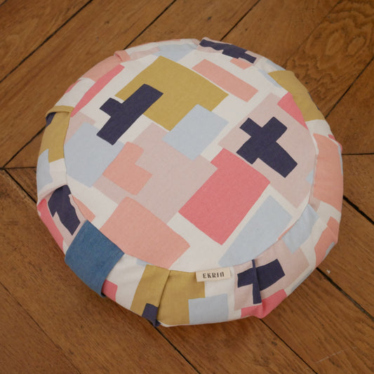 Coussin de méditation et yoga aux motifs graphiques avec housse extérieure oeko-tex